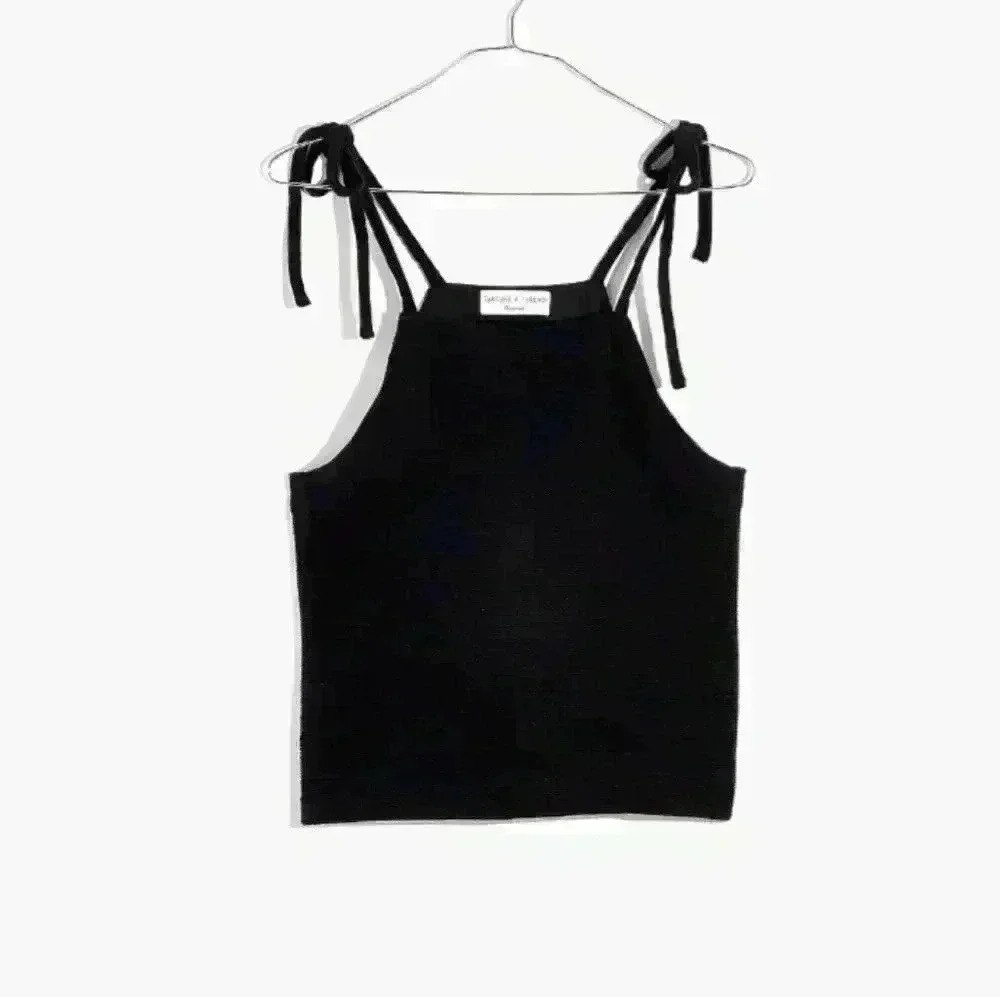 Madewell Women's Black Tie Strap Casual Lightweight Tank Top S - Picture 3 of 12